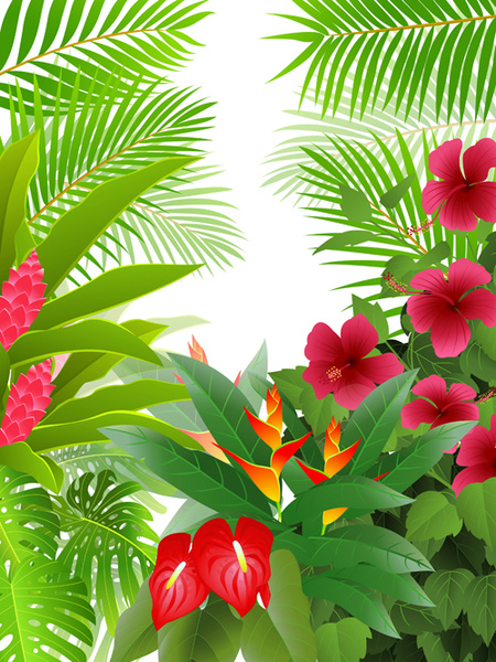 elements of tropical scenery background vector
