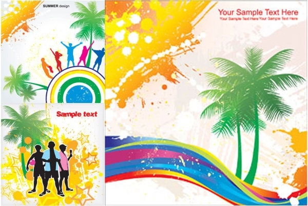 elements of vector colorful beach swelters