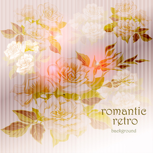 elements of vintage background with flowers vector graphics 