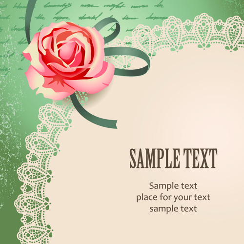 elements of vintage romantic roses cards vector 