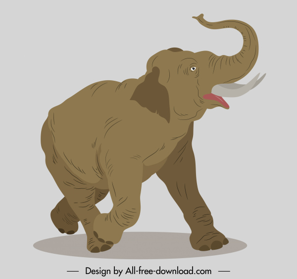 elephant icon dynamic handdrawn sketch retro design