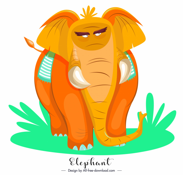 elephant painting cartoon sketch orange design