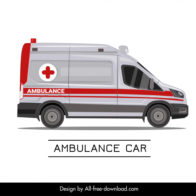 emergency ambulance car icon flat side view outline 