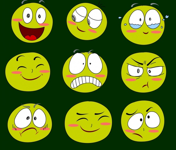 emoticon collection funny facials green circles
