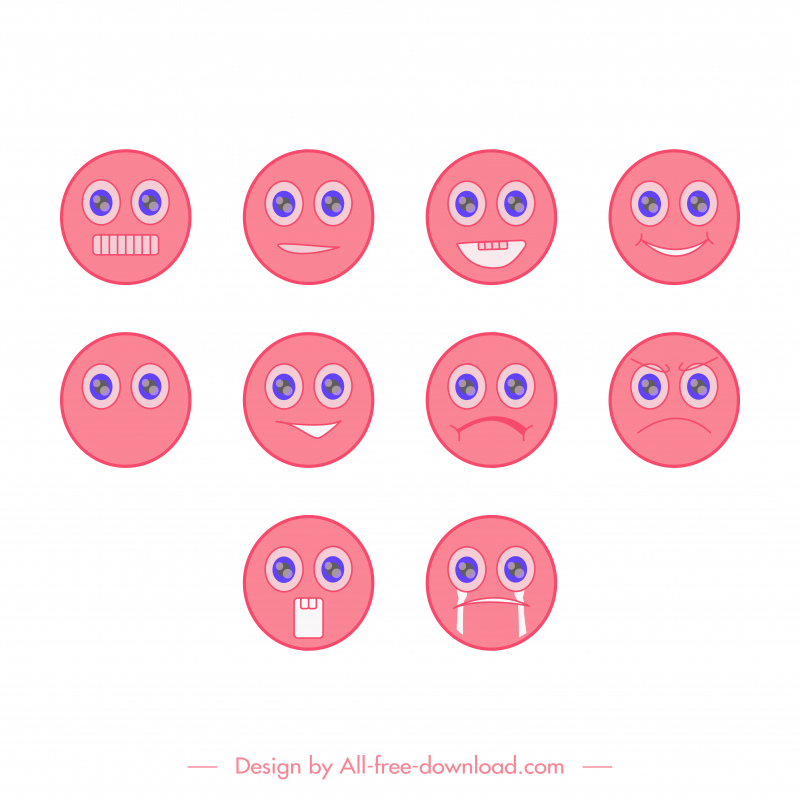 emoticon sets funny circle facial sketch
