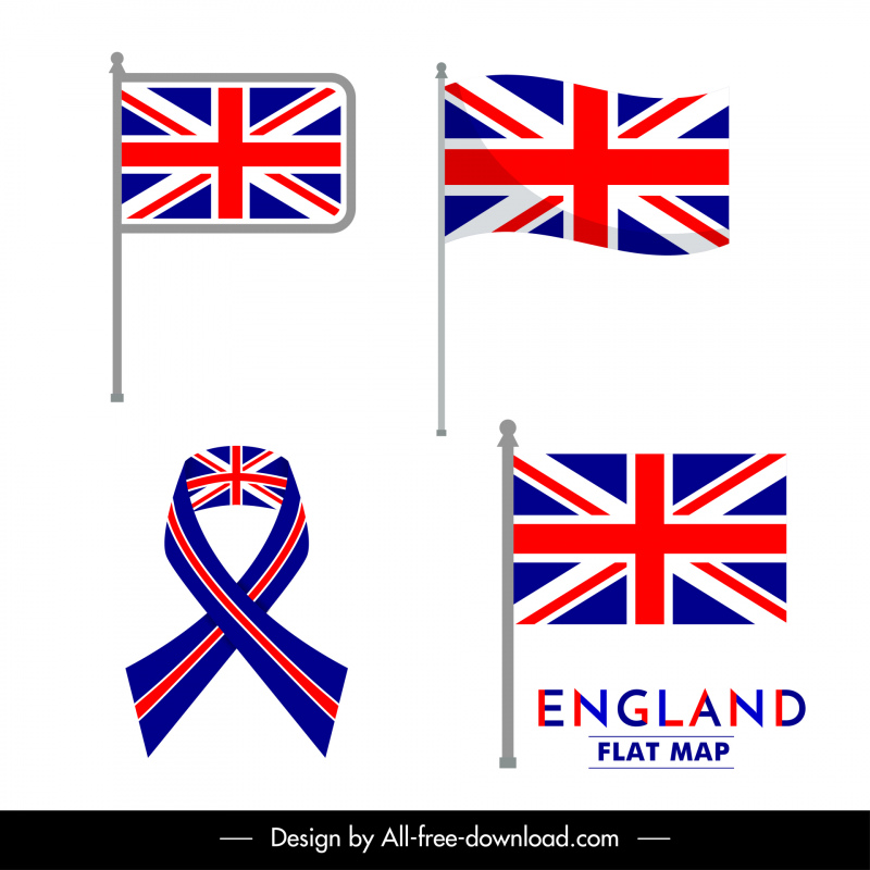 england flags design elements elegant modern flat sketch