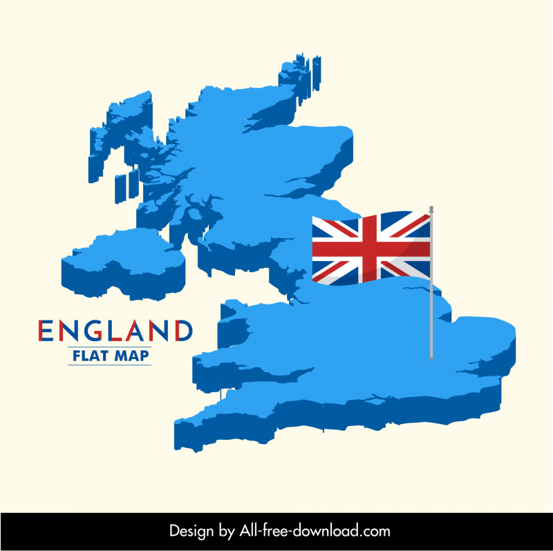 england map banner template 3d sketch flag decor