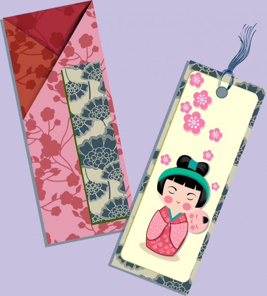 envelop card template classical japanese design elements decor