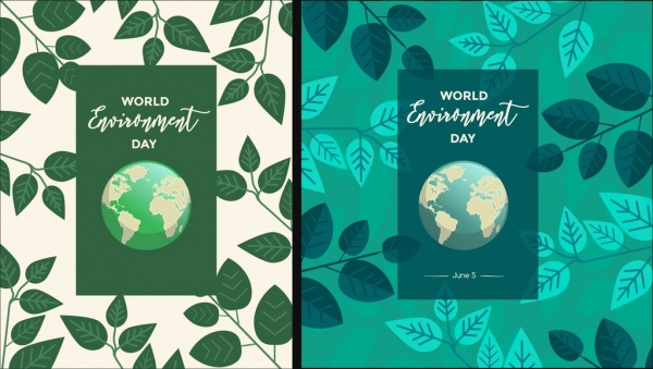 environment day banner templates globe leaves icons decor