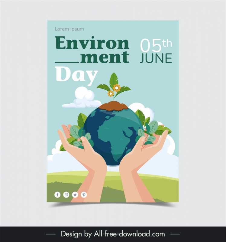 environment day poster template elegant hands holding earth