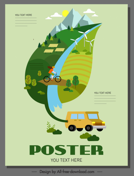 environment poster template rural scene leaf layout 