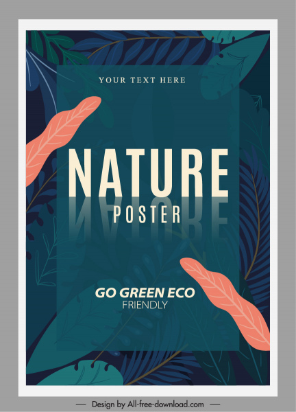 environmental poster template leaves sketch dark classic design