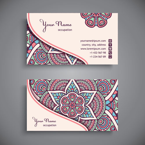 ethnic pattern business card vintage vector