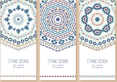 ethnic pattern cards design vectors
