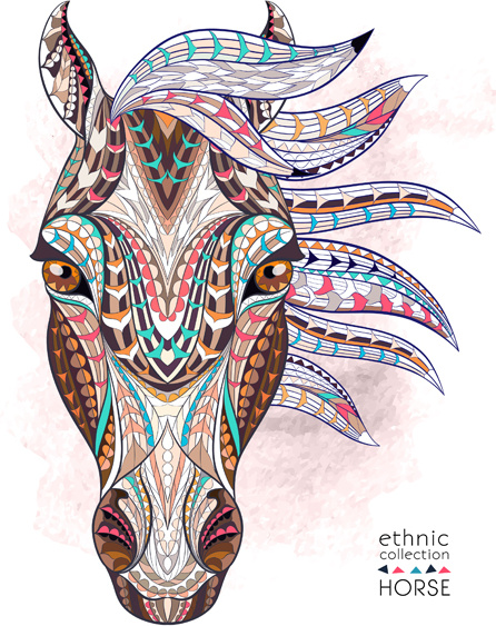 ethnic pattern horse vector
