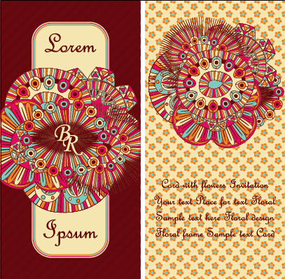 ethnic patterns style invitation cards vector