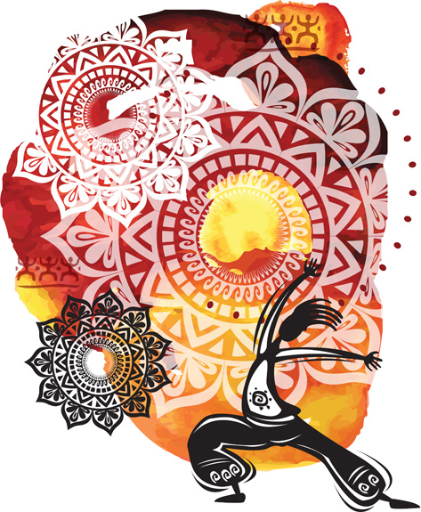 ethnic watercolor with yoga vector background