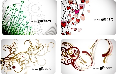 gift card templates colored flora hearts sketch