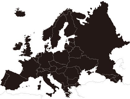europe map background black silhouette design