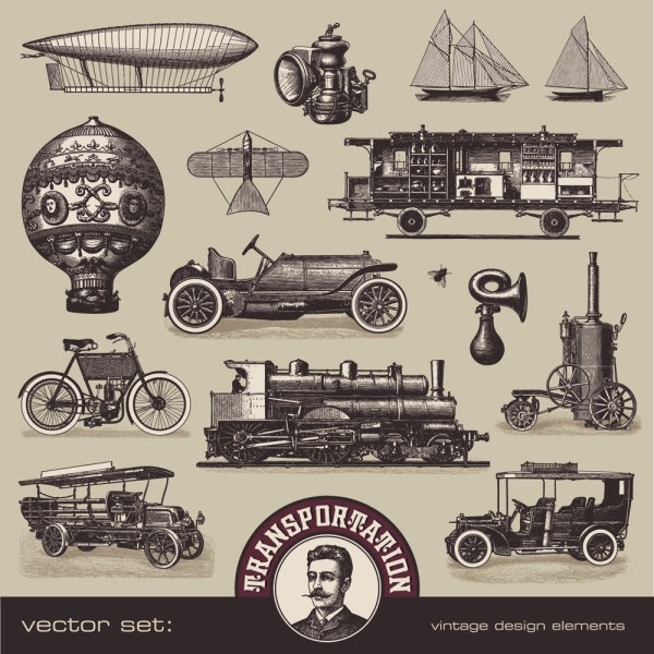 european and american vintage vehicles 01 vector