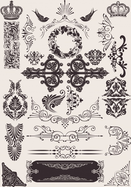 decorative elements templates classical luxury royal symmetry shapes