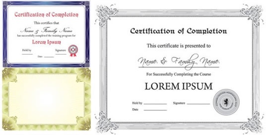 certificate templates classical symmetric corner decor