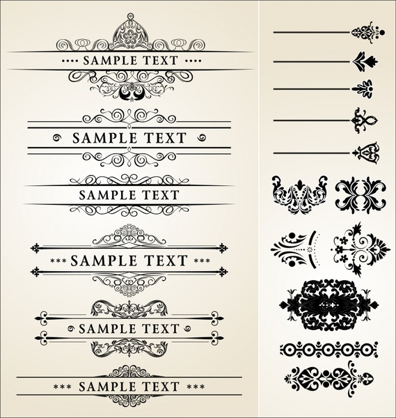 decorative elements templates elegant retro symmetric shapes