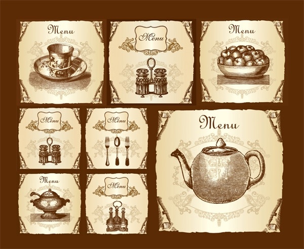 european classic menu template vector