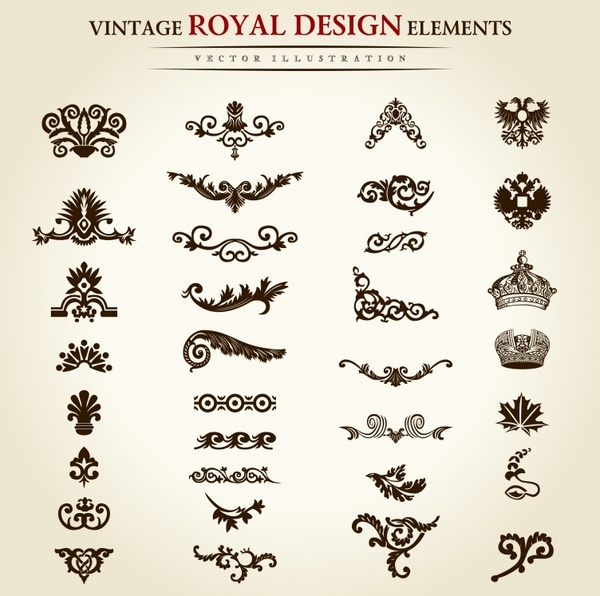 documents decor elements elegant retro symmetric shapes