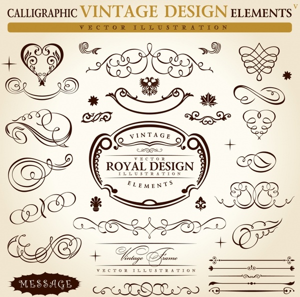 decorative elements templates vintage elegant curves symmetric shapes