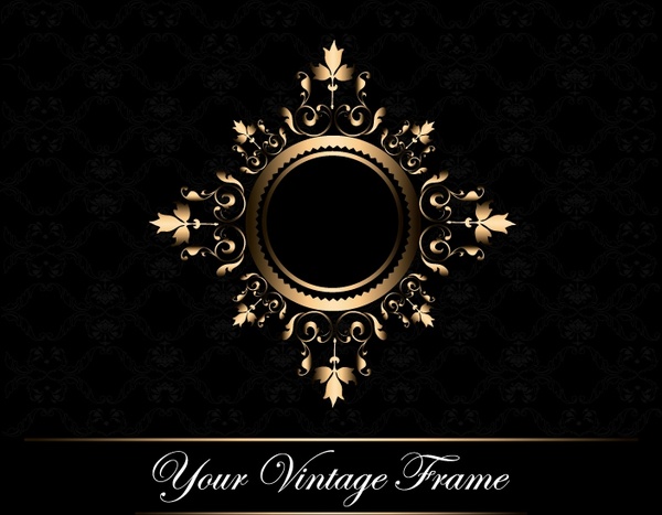 decorative frame template luxury dark golden symmetric shape