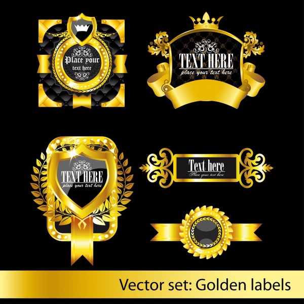 premium labels templates shiny european black golden decor
