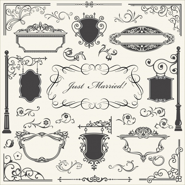 document decorative elements formal classical shapes