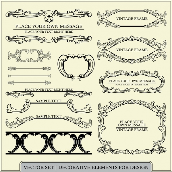 document decorative elements elegant classical symmetric shapes