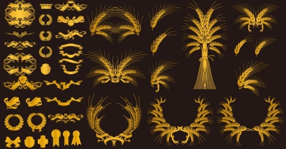 european gold decorative elements vector
