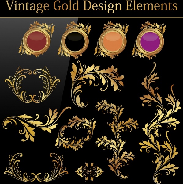 decorative elements templates luxury elegant golden shapes