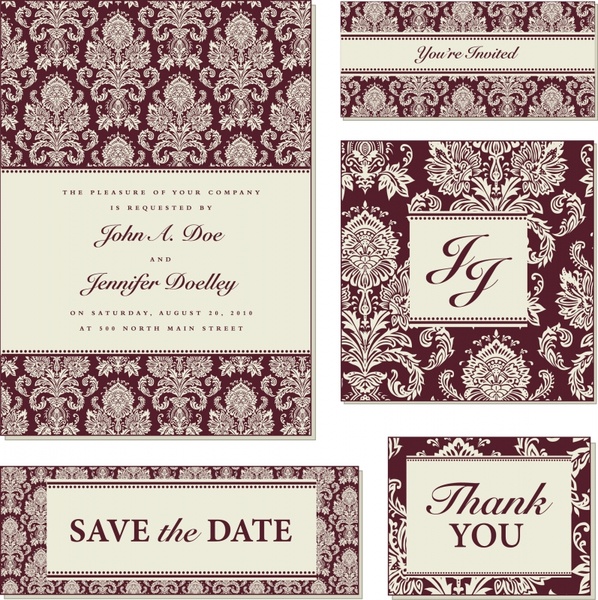 wedding card templates dark elegant classic repeating symmetry