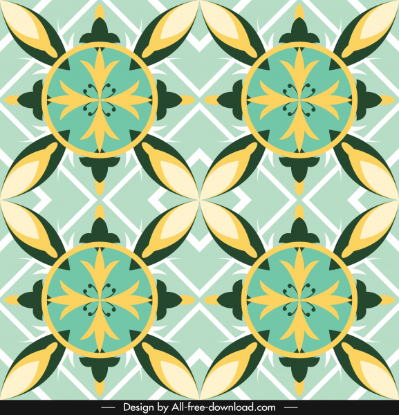 european pattern classic symmetric flat petals sketch