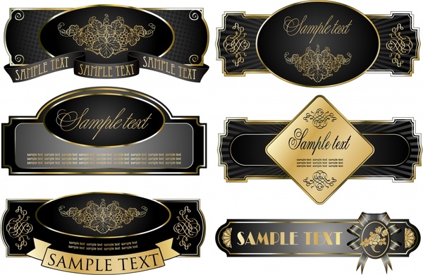 Label templates luxury elegant black decor Vectors graphic art designs
