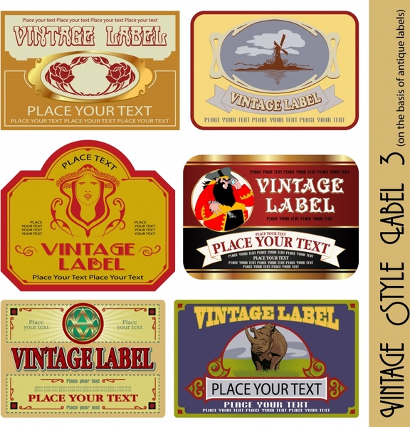 vintage label templates animal human nature windmill themes