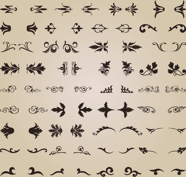 document decorative elements collection european vintage symmetric shapes