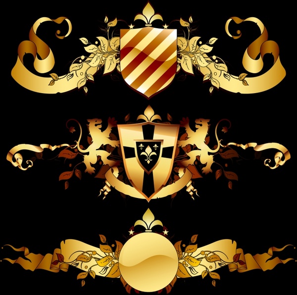 royal decorative elements luxury shiny golden european symmetry