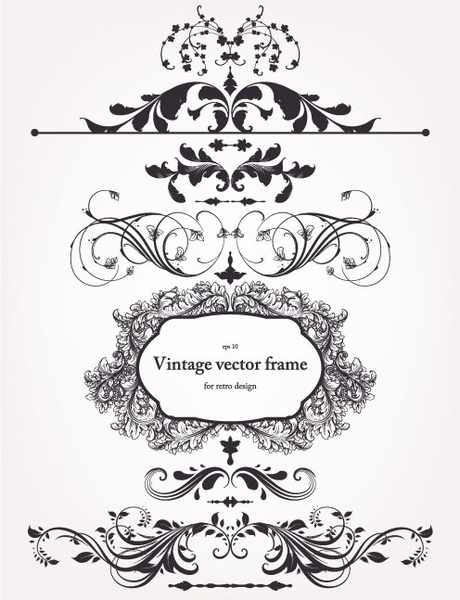 europeanstyle floral border and decorations 02 vector