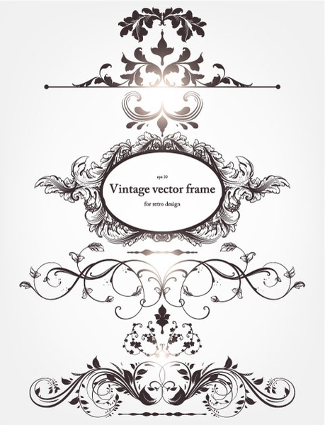 europeanstyle floral border and decorations 03 vector