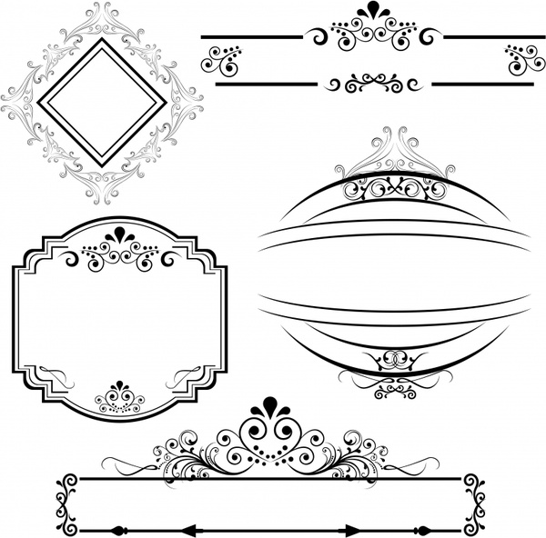 europeanstyle lace border vector lines 