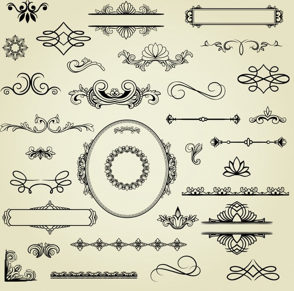 document decorative elements european elegant classic shapes