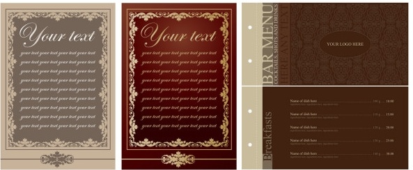 europeanstyle lace pattern vector menu templates