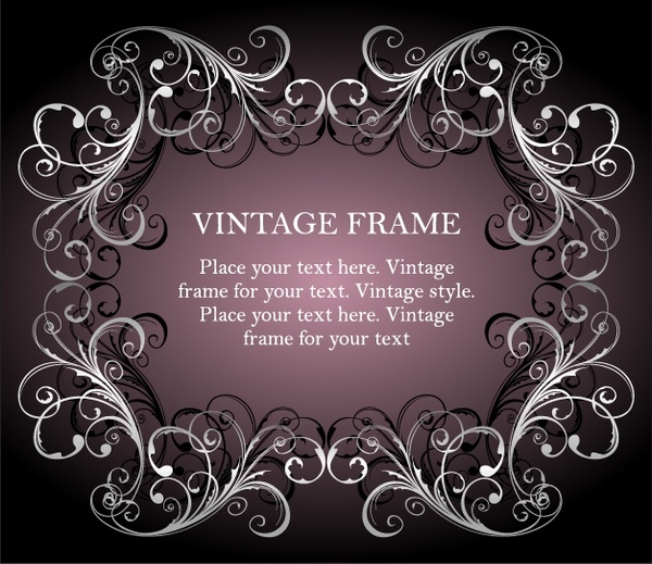 vintage frame template symmetric seamless curves ornament