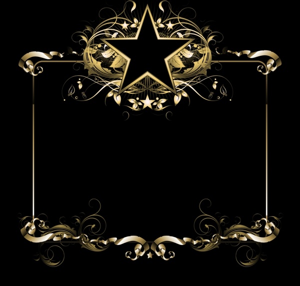 frame template elegant dark modern golden star decor
