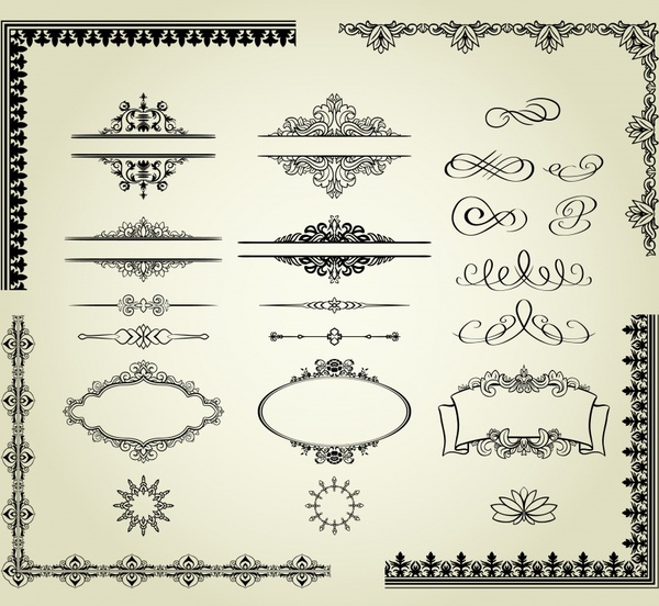 document decorative elements formal european symmetric curves shapes